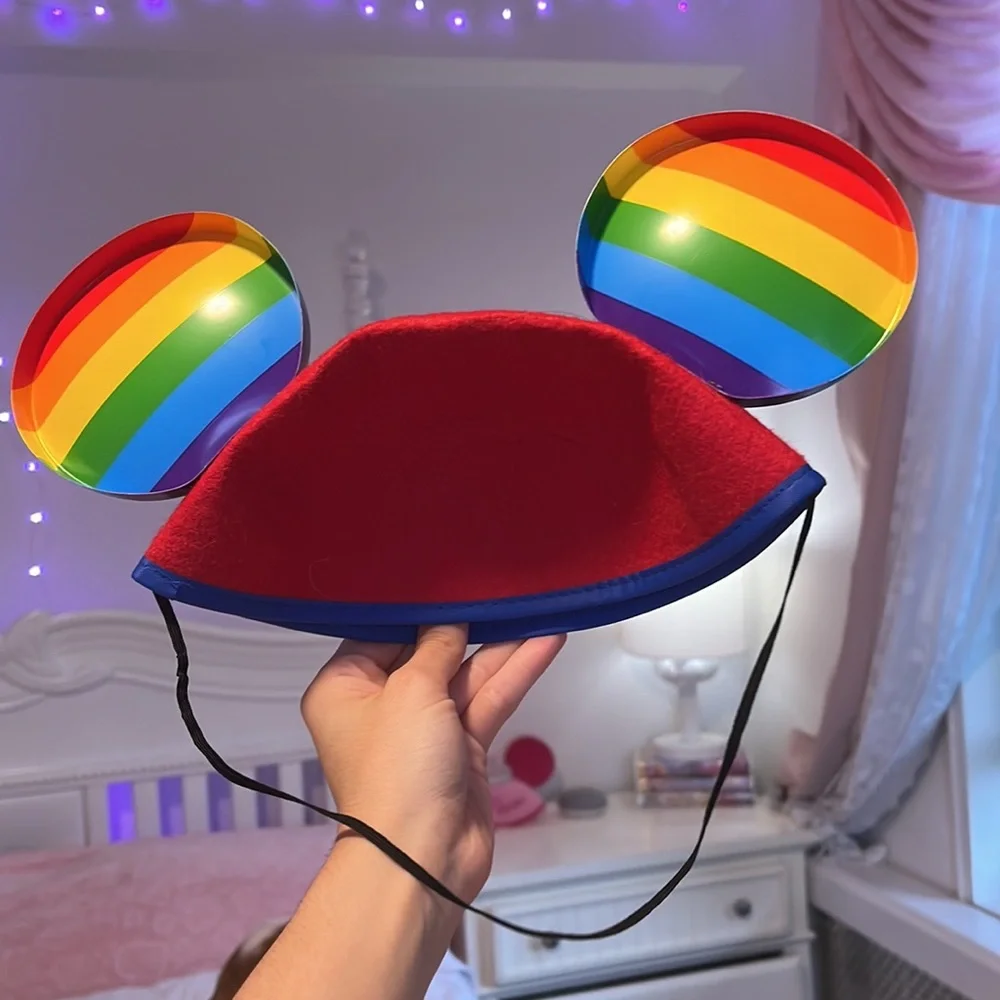 DISNEY Rainbow Pride Mickey Ears Hat with Strap - Picture 3 of 7